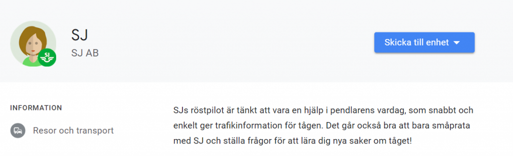 SJ rostassistent google assistent smartahogtalare.se Sverige